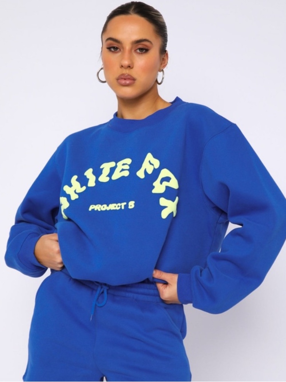 White Fox Project 5 Matching Set Sweatshirt & Jogger Sweatpants Cobalt Blue L/XL